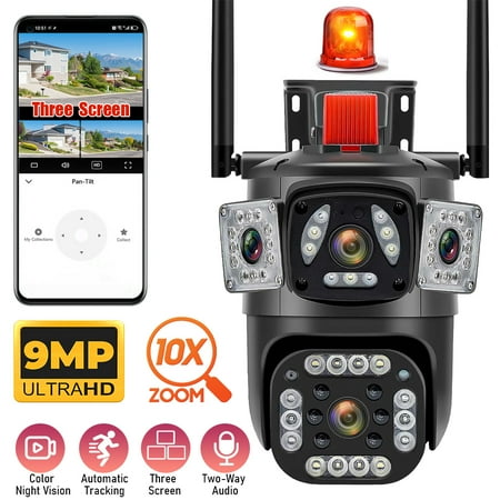 Kepeak Outdoor WiFi Security Camera with 3×3MP Lenses, 360° Panoramic View, Color Night Vision, Smart Motion Detection, 2-Way Talk, Waterproof Surveillance Camera for Home