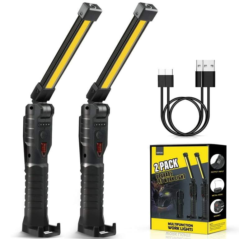 1000 Lumen Rechargeable Flashlights, Kepeak 2 Pack COB Work Lights with Magnetic Base, 7 Modes 1000 Lumen Rechargeable Flashlights, Kepeak 2 Pack COB Work Lights with Magnetic Base, 7 Modes