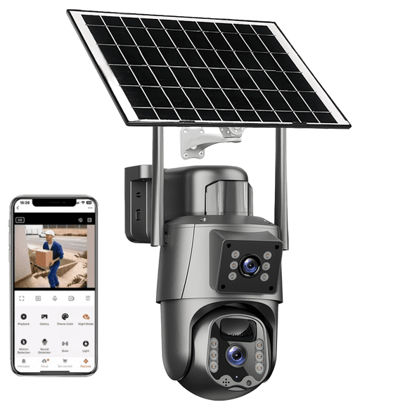 Solar Security Camera, Kepeak Wireless Dual Lens 1296P Camera, 5G/2.4G WiFi, PIR Motion Detection, Color Night Vision, Two-Way Audio