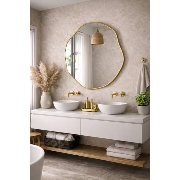 Kepez Asymmetrical Wall Mirror Irregular Design Organic Mirror