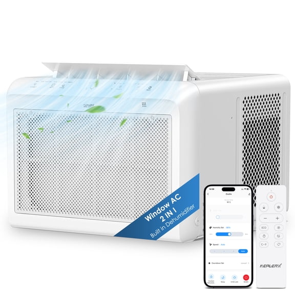 KeplerX 7900 BTU Window Air Conditioner with Dehumidifier, 2-in-1 Window AC, Smart Inverter, Independent Dehumidification, 48 Pints/Day, Energy Star, Quiet Operation, Wifi Control, Cools 350 Sq. Ft