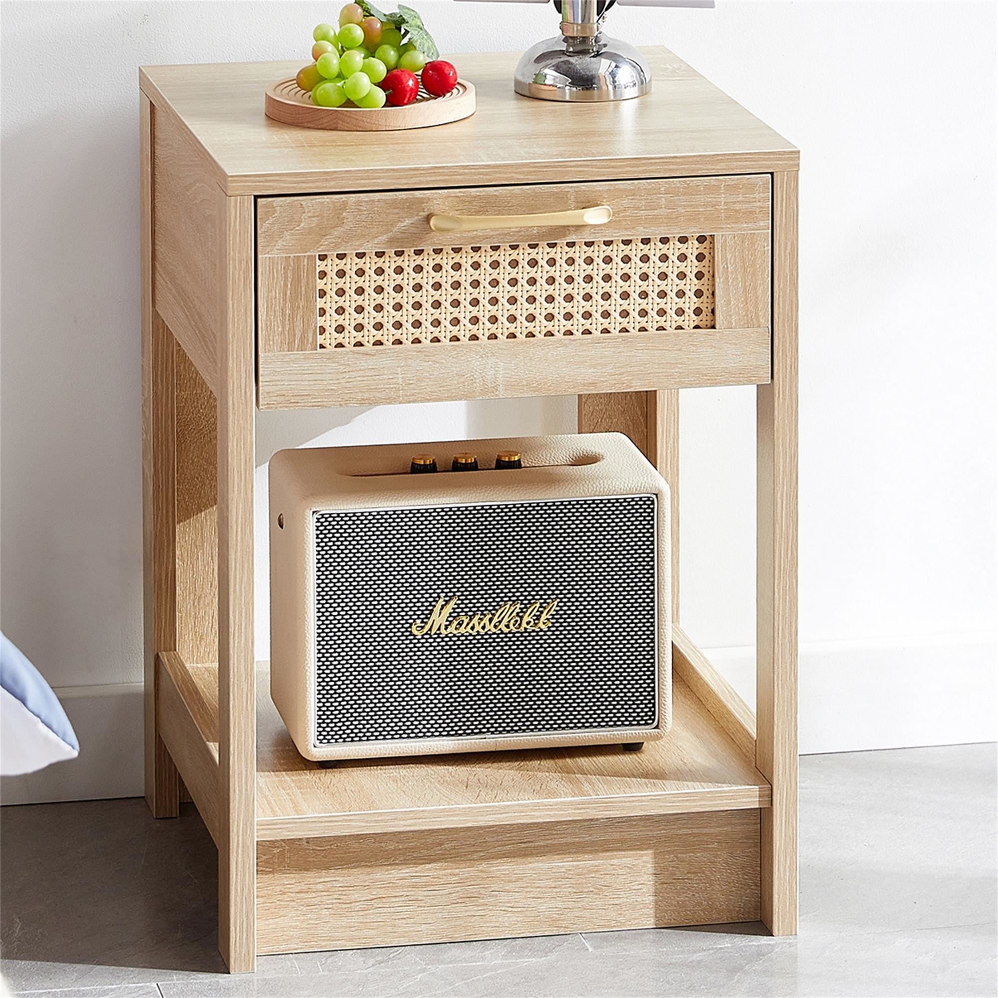 Kepooman 15.75" Rattan Night Table, Bedside Table with Drawer, Modern Farmhouse Nightstand for Living Roon, Natural Kepooman 15.75" Rattan Night Table, Bedside Table with Drawer, Modern Farmhouse Nightstand for Living Roon, Natural