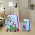 thumbnail image 1 of Kepooman 16 in Kids 2 Piece Cartoon Animal Print Hardside Spinner Rolling Luggage with Backpack, 1 of 6