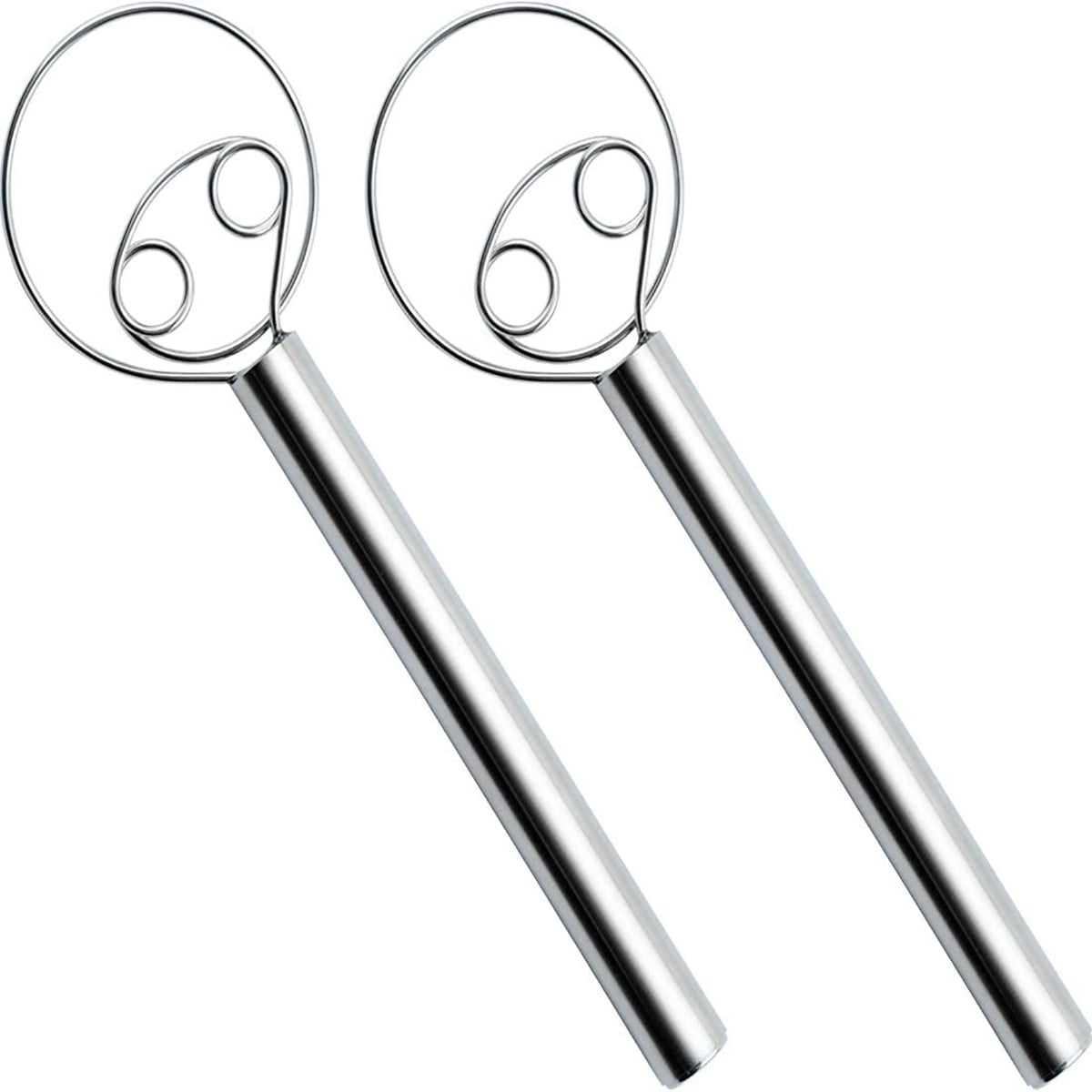 Kepooman 2 Pieces 12" Stainless Steel Danish Dough Whisk for Cooking Baking, Silver