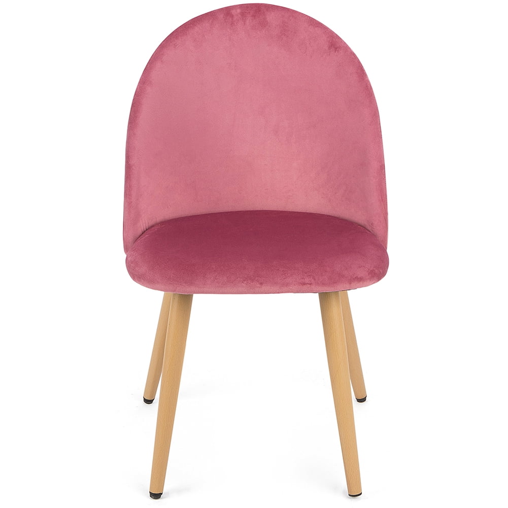 Kepooman 2Pcs Medieval Dining Chair, Chair for Kitchen, Makeup Chair with Soft Velvet Seat and Wooden Style Stool Legs, Accent Side Chair for Living Room, Pink