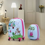 Kepooman 2Pcs Suitcase for Kids, Travel Suitcase for Boys Girls, Rolling Luggage for Kids with Spinner Wheels
