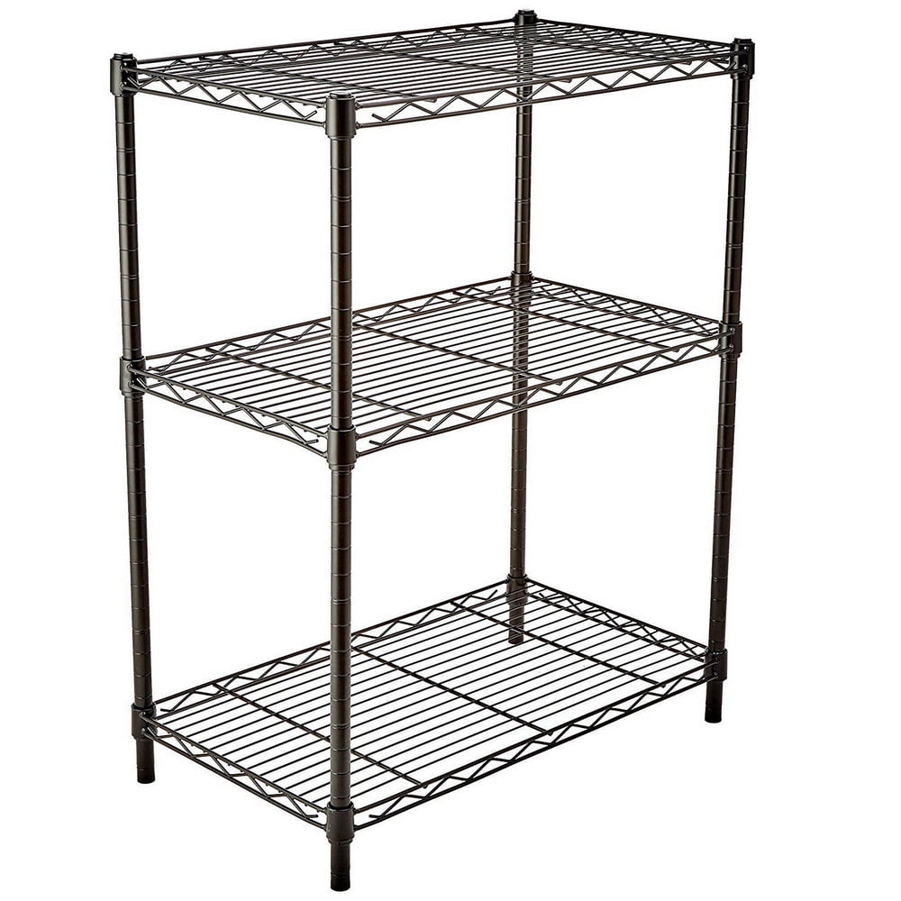 Kepooman 3-Layer Plastic Coated Iron Shelf, Garage Shelves and Racks Chrome Plated Iron Shelf, Black Kepooman 3-Layer Plastic Coated Iron Shelf, Garage Shelves and Racks Chrome Plated Iron Shelf, Black