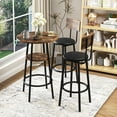 thumbnail image 1 of Kepooman 3-Piece Pub Table and Chairs Set of 2,Round Bistro Bar Table Set, High Top Kitchen Table and 2 Upholstered Stools for Small Space Rustic Brown, 23.62'' W x 23.62'' D x 35.43'' H, 1 of 15