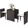 thumbnail image 1 of Kepooman 3 Pieces Cushioned Wicker Patio Bistro Set with No Assembly Needed, Lounge Chairs Table Set, Patio Garden Lawn Seat,Black, 1 of 7
