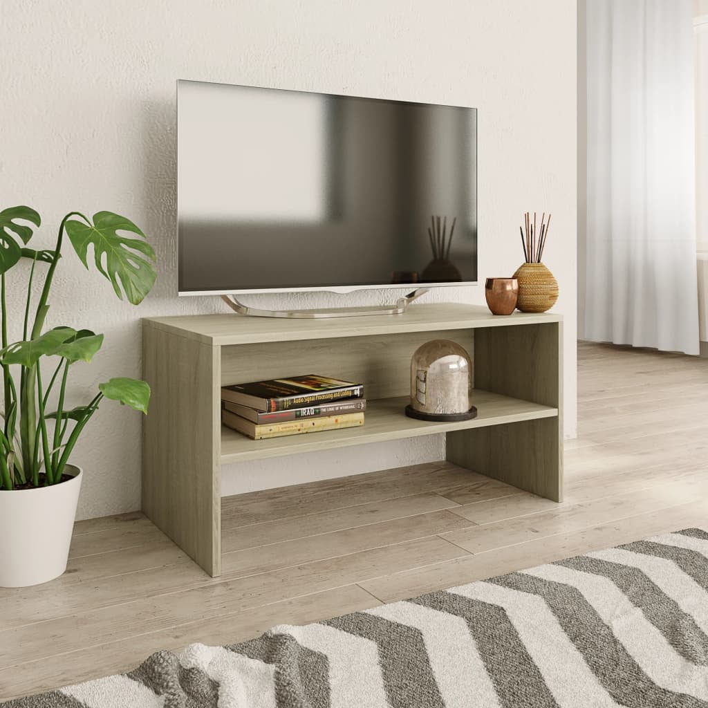 Kepooman 31.5" Modern Rectangle TV Cabinet Stand Console Table with Storage Shelf for Living Room, Brown