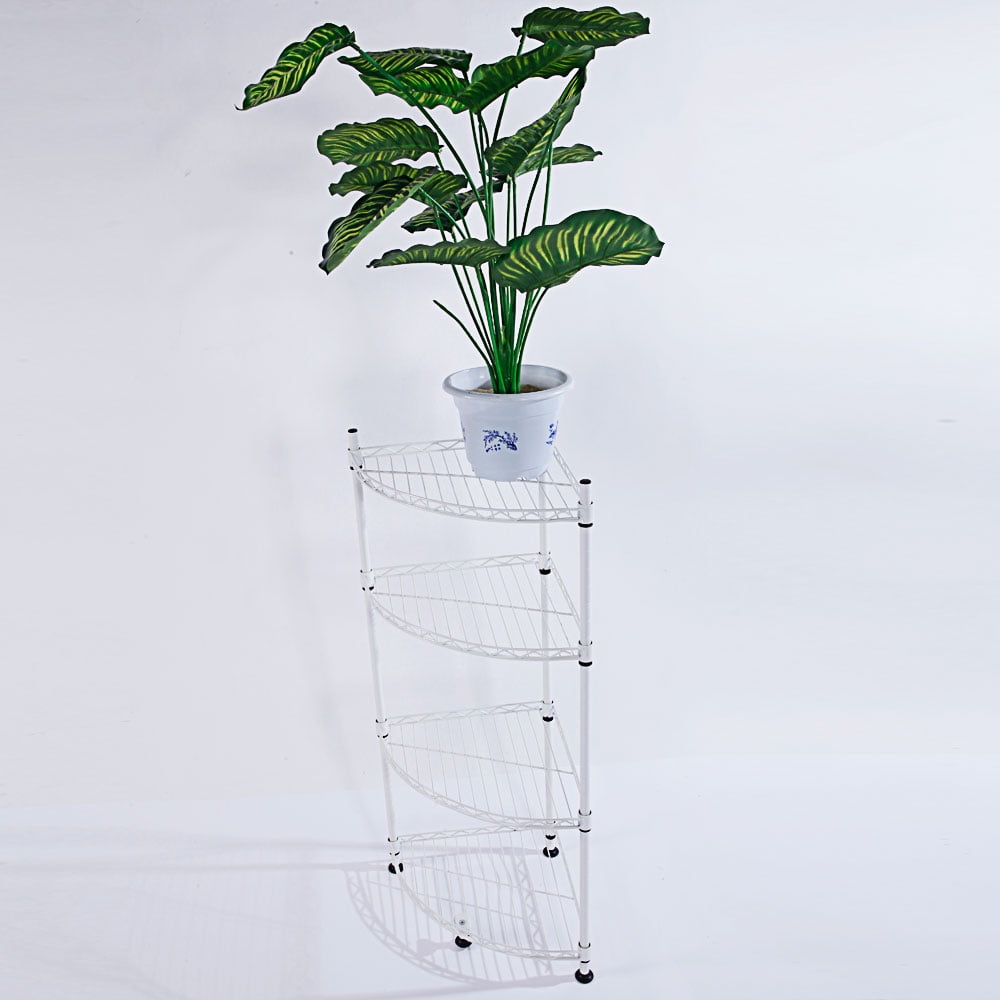 Kepooman 4-Layer Plastic Triangle Corner Shelf, White Kepooman 4-Layer Plastic Triangle Corner Shelf, White