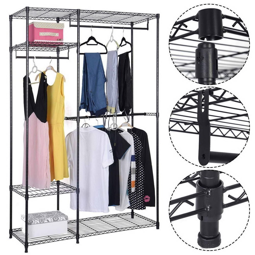 Black Iron 4-Tier Portable Closet System
