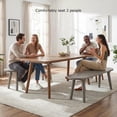 thumbnail image 1 of Kepooman 43 Inch Rustic Solid Wood Farmhouse Dining Bench with Rubber Wood Legs for Entryway Porch Dining Room and Living Room, Gray, 1 of 5