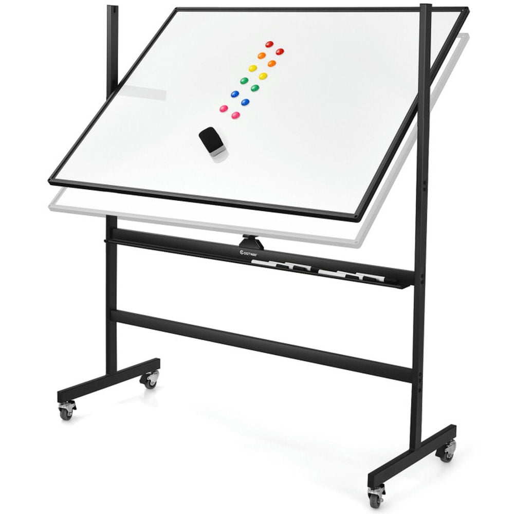 48'' x 36'' White Magnetic Rolling Freestanding Double-Sided Whiteboard