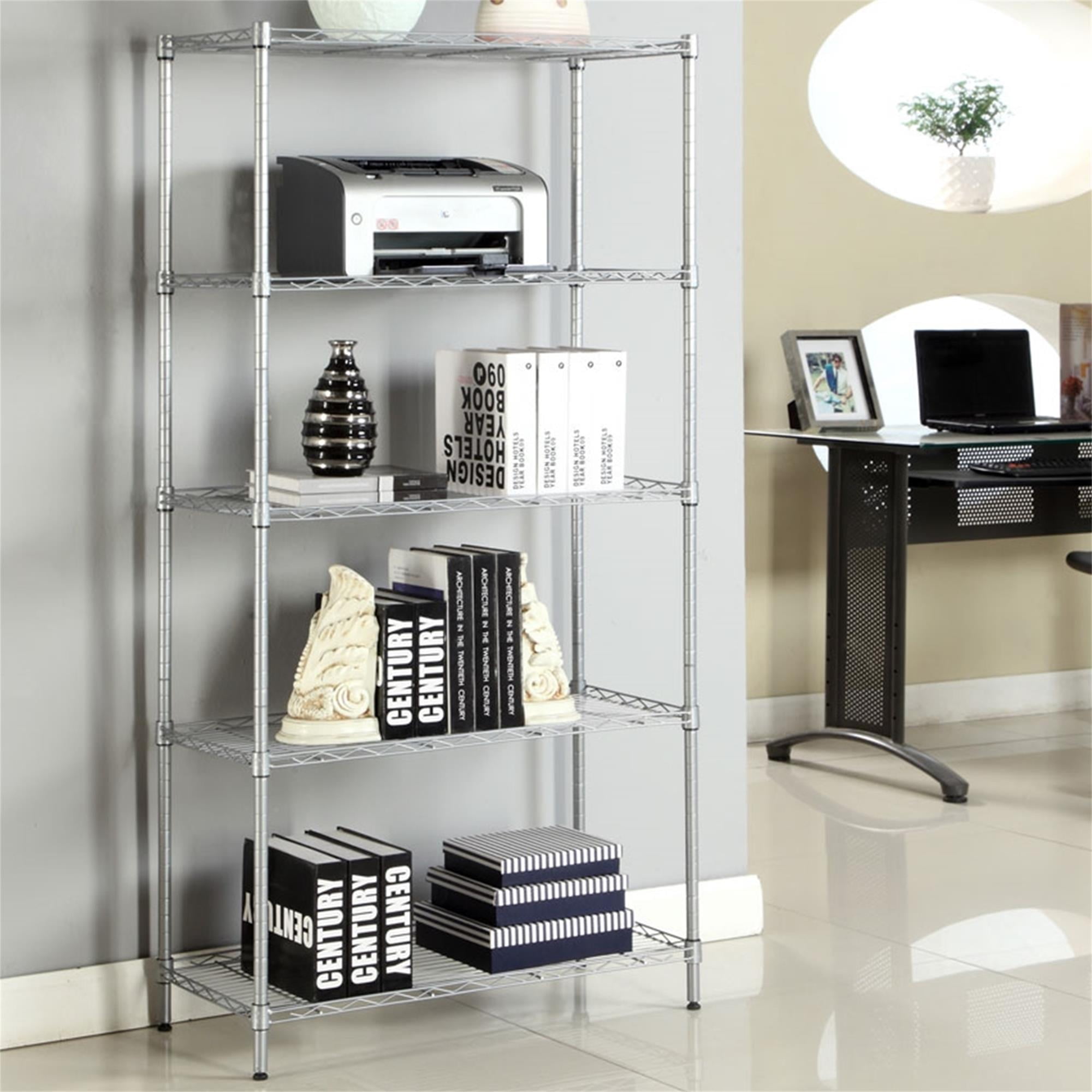 Kepooman 5-Tier Adjustable Steel Wire Shelving, Metal Storage Rack for 551 lbs Capacity, 30" W x 14" D x 60" H, Organizer Wire Rack,, Silver Gray