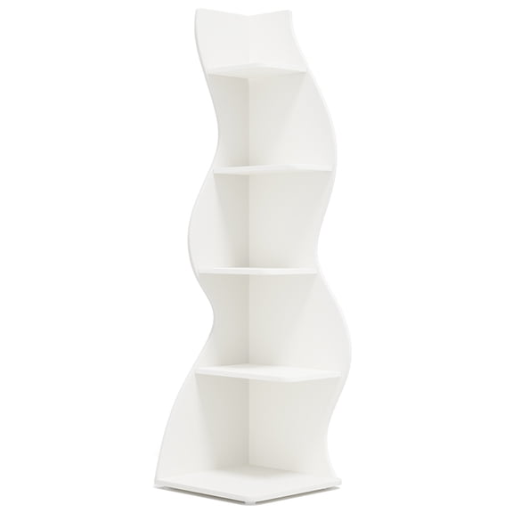 Kepooman 5-Tier Corner Shelf, Modern Wall Corner Bookshelf Bookcase,White