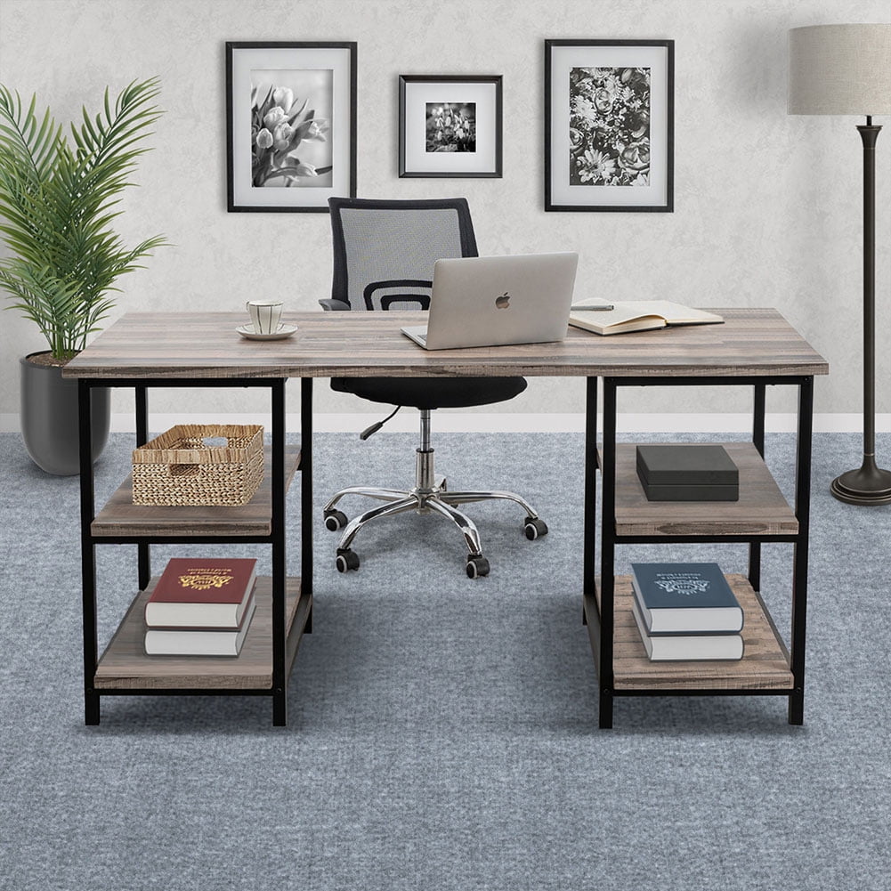 Kepooman 59 Inch Reversible Desk with Storage Bookshelf, Reversible Corner Desk with Shelves for Home Office Kepooman 59 Inch Reversible Desk with Storage Bookshelf, Reversible Corner Desk with Shelves for Home Office