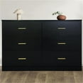 thumbnail image 1 of Kepooman 6-Drawer Dresser, Chest of Drawers with Golden Handle, Nursery Dresser for Living Room, Black, 1 of 7