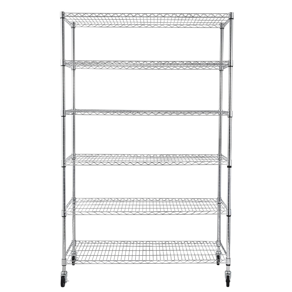 Kepooman 6 Tier Heavy Duty Rolling Metal Storage Rack for Pantry Closet Kitchen Laundry, Silver Kepooman 6 Tier Heavy Duty Rolling Metal Storage Rack for Pantry Closet Kitchen Laundry, Silver