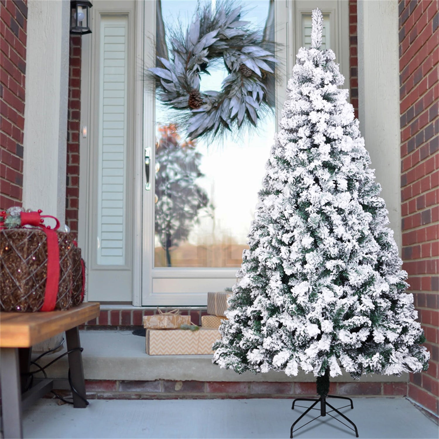 Kepooman 7ft Pvc Flocking Christmas Tree 1300 Branches Spread Out Naturally Tree Kepooman 7ft Pvc Flocking Christmas Tree 1300 Branches Spread Out Naturally Tree