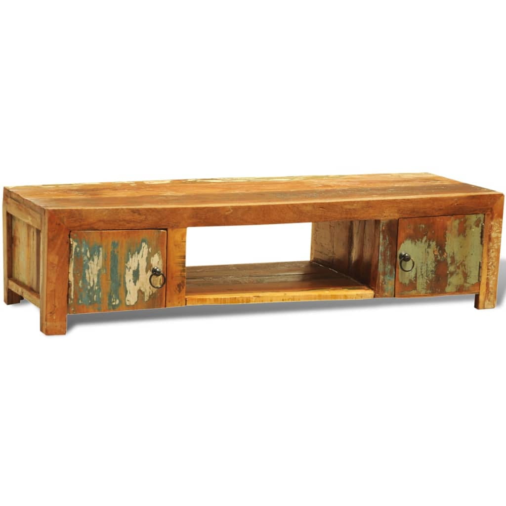 Kepooman Antique-Style Reclaimed Wood TV Stand with 2 Drawers for Living Room, Brown Kepooman Antique-Style Reclaimed Wood TV Stand with 2 Drawers for Living Room, Brown