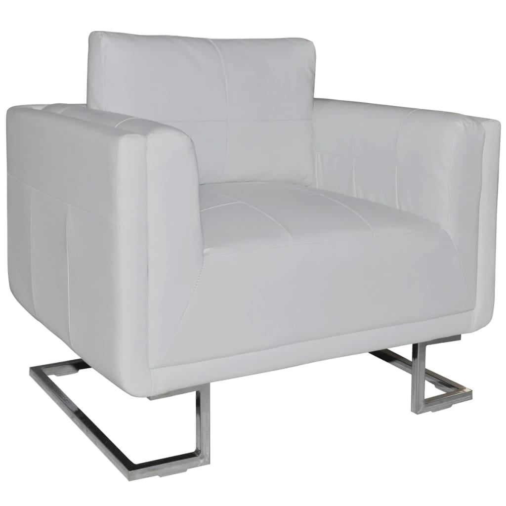 Kepooman Armchair with Wooden Frame for Bedroom, White Kepooman Armchair with Wooden Frame for Bedroom, White