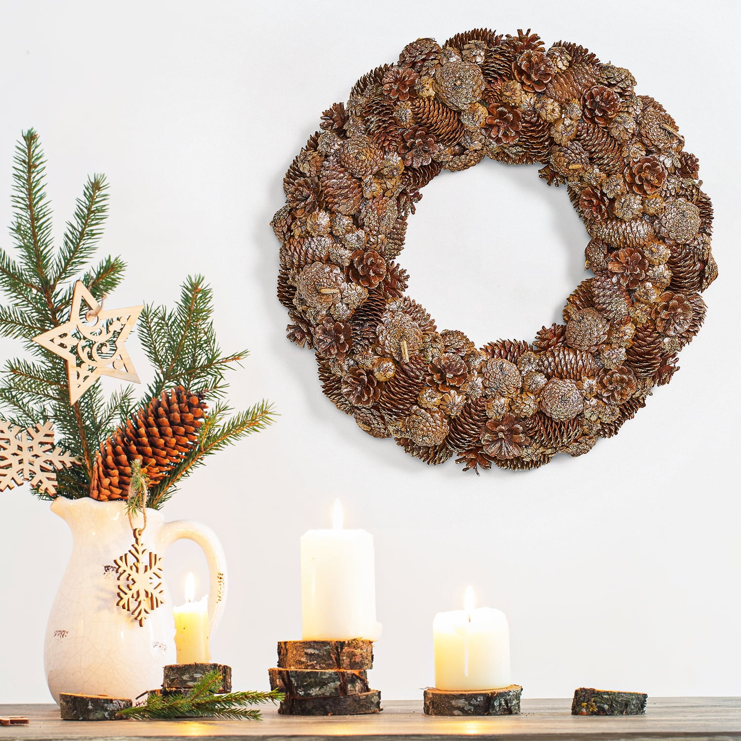 Kepooman Artificial Christmas Wreath, Fir Wreath with Glitterfor Christmas Home Front Door Hanging Wall Window Decor, Red Kepooman Artificial Christmas Wreath, Fir Wreath with Glitterfor Christmas Home Front Door Hanging Wall Window Decor, Red