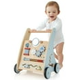 Kepooman Baby Walker, Baby Walkers Activity Center,Wooden Baby Push and Pull Walker with Multi