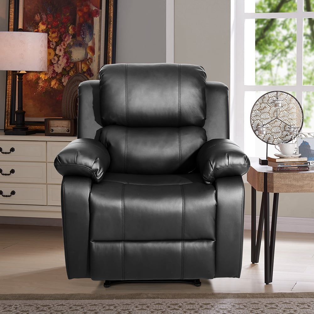 Kepooman Black PU Leather Heated Massage Recliner with 8 Vibration Points for Living Room Kepooman Black PU Leather Heated Massage Recliner with 8 Vibration Points for Living Room