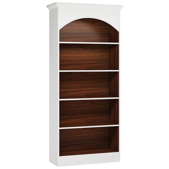 Kepooman Bookshelf, Bookcase Standing Shelf Unts,5-Shelf Bookcase, 70.9" Tall Bookshelf with Storage Shelves,White & Oak