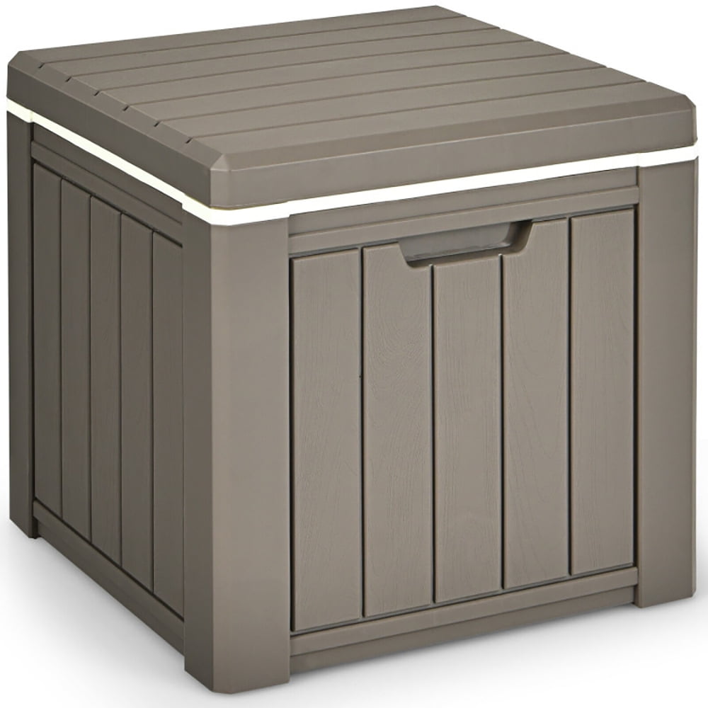 Compact Brown Wood Texture Electric Cooler with Storage