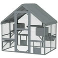 thumbnail image 1 of Kepooman Cat House, Cat Catio,Outdoor Cat Enclosure with Waterproof Cover, 2 Condos, 4 Platforms, Bridge, Doors, Gray, 1 of 11