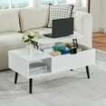 thumbnail image 1 of Kepooman Coffee Table, Dining Table, Center Table,39" Wood Lift Top Coffee Table with Hidden Compartment and Storage Shelf, White, 1 of 15