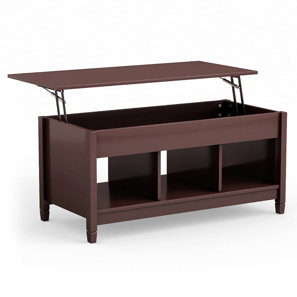 Espresso Square Wood and Metal Lift-Top Coffee Table with Storage