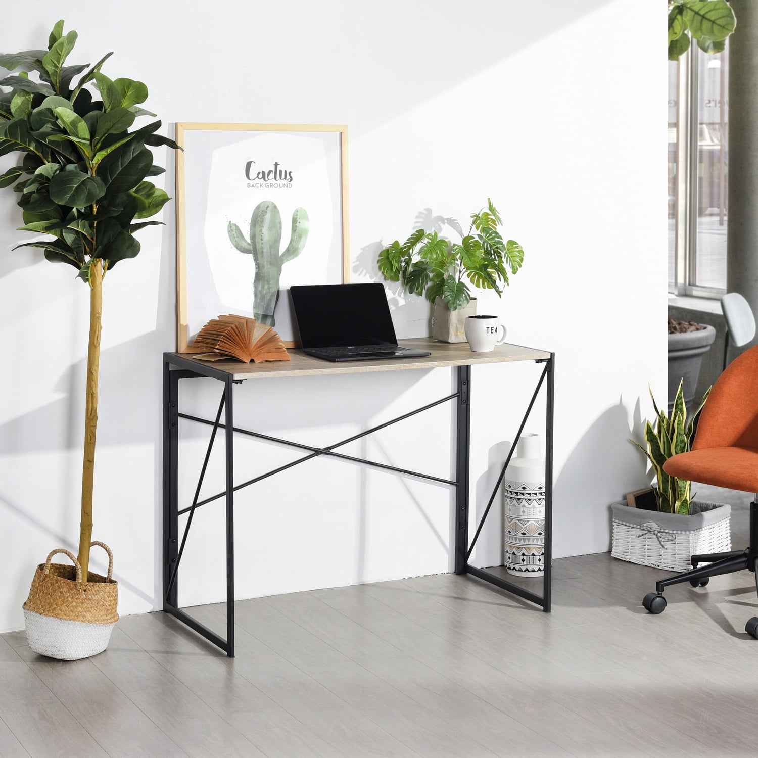 Kepooman Computer Desk, 39.37 inch Home Office Writing Study Desk, Modern Simple Style Laptop Table, Wood Color Kepooman Computer Desk, 39.37 inch Home Office Writing Study Desk, Modern Simple Style Laptop Table, Wood Color