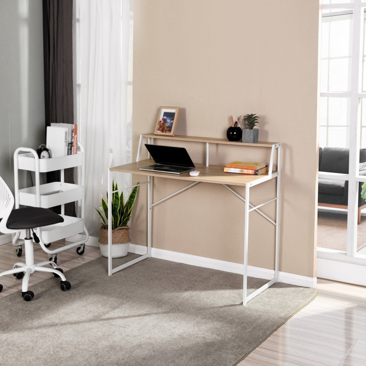 Kepooman Computer Desk, Home Office Writing Desk, Laptop Study Table Workstation, Retro Industrial Design, Stable Metal Frame, Wood Color Kepooman Computer Desk, Home Office Writing Desk, Laptop Study Table Workstation, Retro Industrial Design, Stable Metal Frame, Wood Color