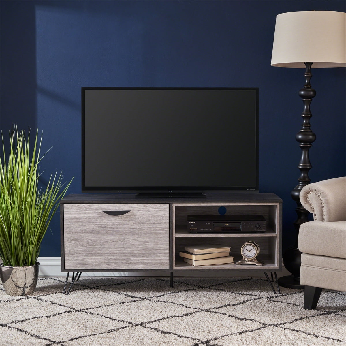 Kepooman Contemporary TV Media Stand, Living Room Entertainment Center with Storage, Storage Shelves and Cabinets for Living Room Bedroom, Grey Kepooman Contemporary TV Media Stand, Living Room Entertainment Center with Storage, Storage Shelves and Cabinets for Living Room Bedroom, Grey