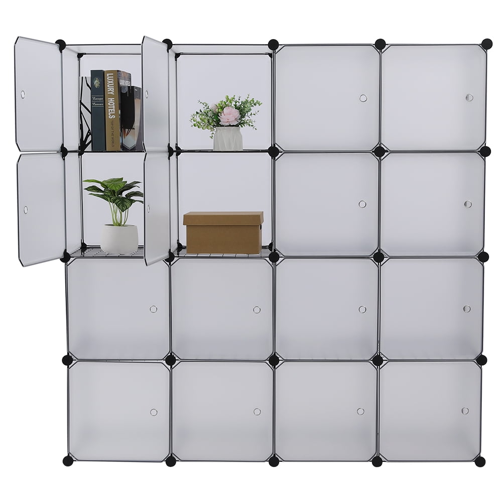 Kepooman Cube Storage Organizer, 16-Cube Book Shelf, DIY Plastic Closet Cabinet, Modular Bookcase, Storage Shelving for Bedroom, Living Room, Office, White Kepooman Cube Storage Organizer, 16-Cube Book Shelf, DIY Plastic Closet Cabinet, Modular Bookcase, Storage Shelving for Bedroom, Living Room, Office, White