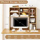 Kepooman Desktop Bookcase Tabletop Storage Shelf with 7 Open Cubes 3 Adjustable Shelves for Home Office Study Desk Accessories Organizer, Natural