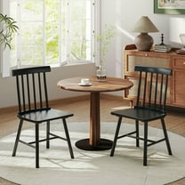 Kepooman Dining Chairs with Rubber Wood Frame, Kitchen Chairs for Dining Room, Kicthen, Set of 2, Black