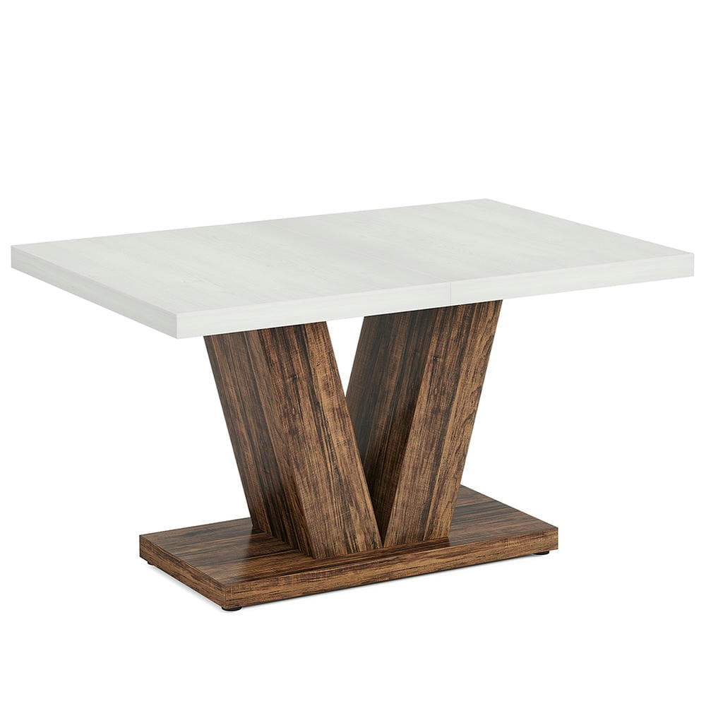 47" White and Brown Reclaimed Wood Farmhouse Dining Table
