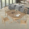 thumbnail image 1 of Kepooman Dining Table Set with 4 Chairs, 5 Piece Kitchen Table Sets for 4, Round Table and 4 Kitchen Room Chairs, Natural Wood Wash, 1 of 9