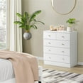 thumbnail image 1 of Kepooman Drawer Dresser, Four Layers and Five Drawers Chest of Drawers Matte Gold Handles, Storage Cabinet, White, 1 of 10