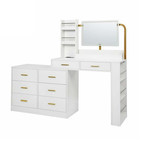 Kepooman Dresser, Chest of Drawers Organizer Unit,Modern White 8-Drawer Dresser for Bedroom, Ample Storage Wide Chest of Drawers, Sturdy & Safe