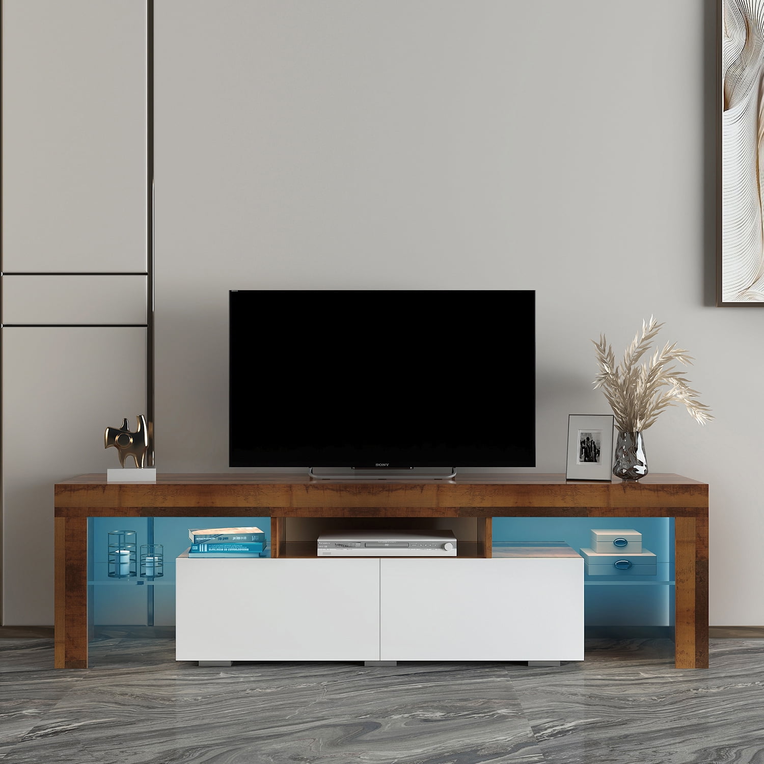Kepooman Mid-Century TV Stands for Home, LED TV Stand for Living Room, Farmhouse TV Stands for 65 Inch TV for Dining Room, White Kepooman Mid-Century TV Stands for Home, LED TV Stand for Living Room, Farmhouse TV Stands for 65 Inch TV for Dining Room, White