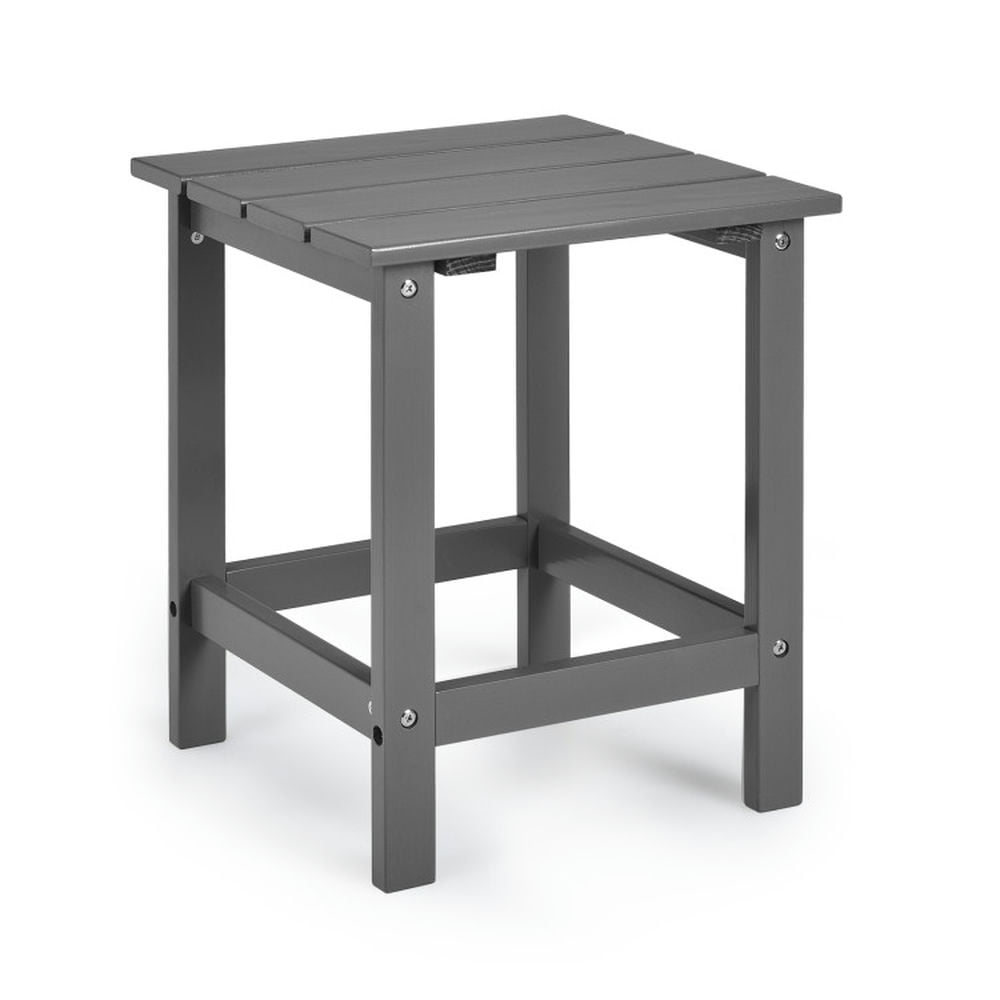 Gray Solid Fir Wood Square Outdoor Side Table