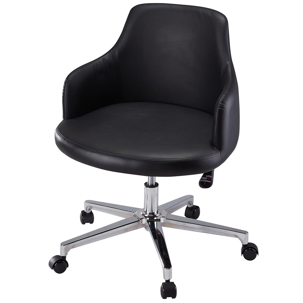Kepooman Home Office Adjustable Swivel Leather Computer Chair with Mid Back, Black Kepooman Home Office Adjustable Swivel Leather Computer Chair with Mid Back, Black