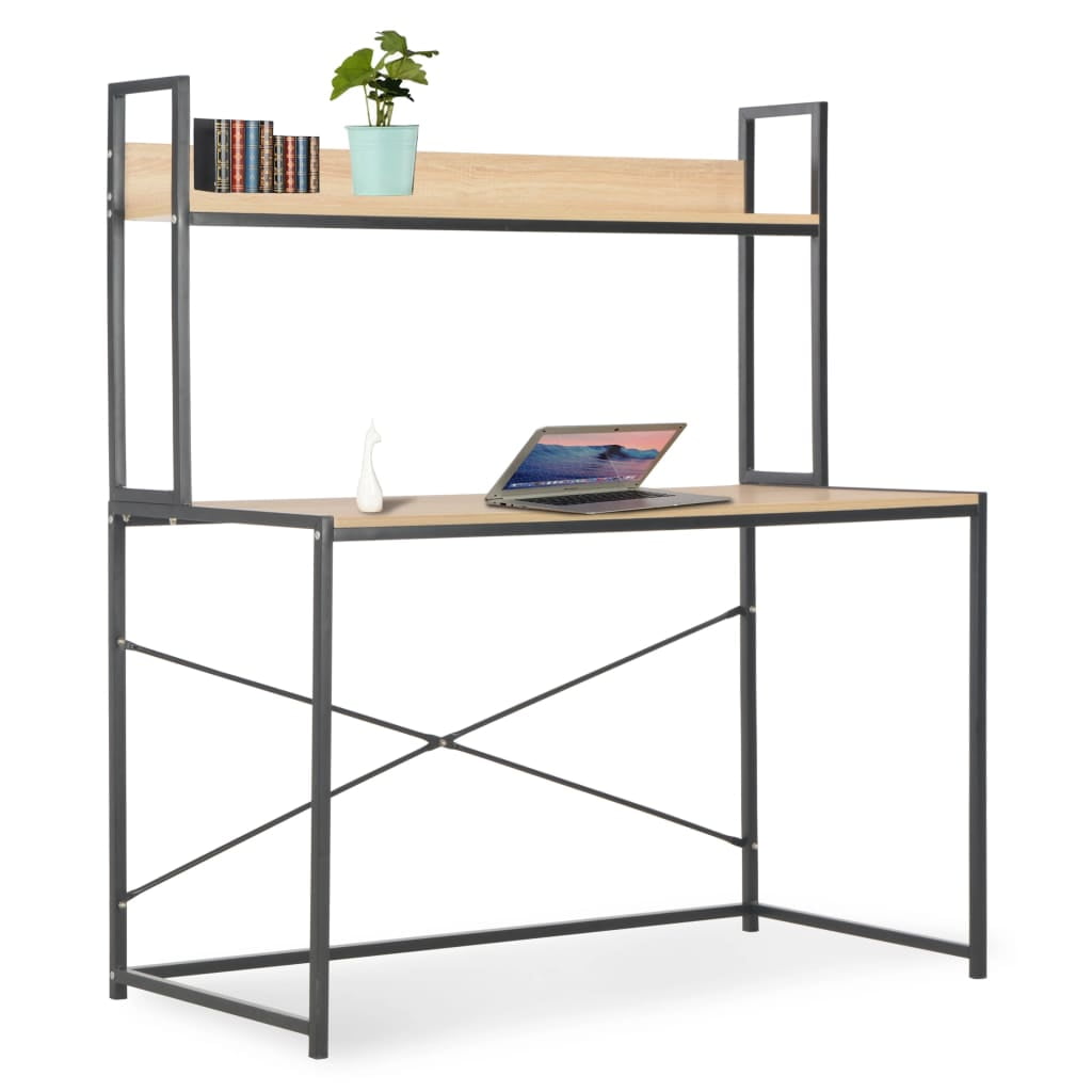 Kepooman Home Office Industrial PC Study Writing Working Table, 47.2" x 8.3" x 24.8", Black + Oak Kepooman Home Office Industrial PC Study Writing Working Table, 47.2" x 8.3" x 24.8", Black + Oak