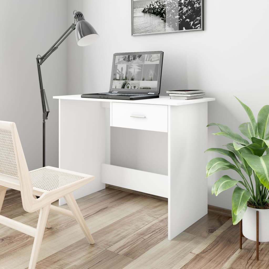 Kepooman Home Office Modern Rectangle Sturdy Office Desk with Drawer, 39.4" x 19.7" x 29.9", White Kepooman Home Office Modern Rectangle Sturdy Office Desk with Drawer, 39.4" x 19.7" x 29.9", White