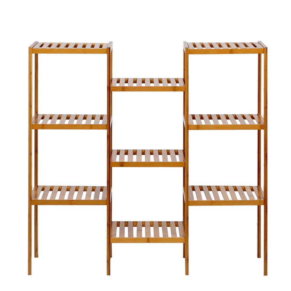 Kepooman Indoor 9-seat Bamboo Plant Racks, Bathroom Racks Can Be Combined Freely for Home, Original Bamboo Color Kepooman Indoor 9-seat Bamboo Plant Racks, Bathroom Racks Can Be Combined Freely for Home, Original Bamboo Color